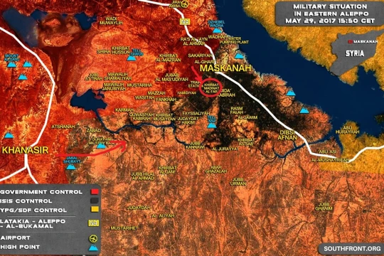 Hướng tấn công chính của quân đội Syria bắt đầu từ thị trấn Khanasser về phía đông nam Aleppo