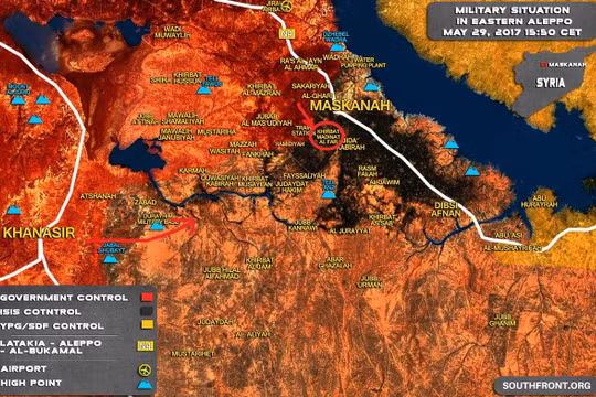 Hướng tấn công chính của quân đội Syria bắt đầu từ thị trấn Khanasser về phía đông nam Aleppo