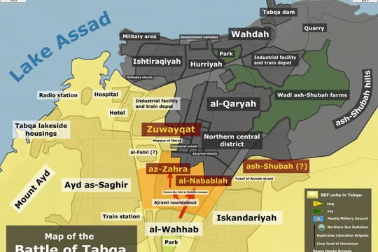 Bàn đồ chiến sự thành phố Tabqa thuộc tỉnh Raqqa