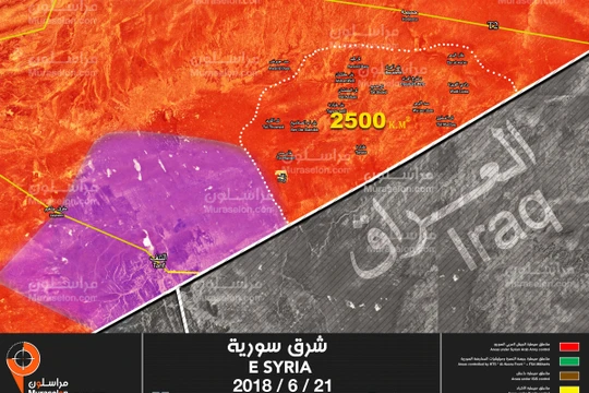 Những khu vực sa mã được quân đội Syria truy quét trong cuộc tấn công phía đông tỉnh Homs. Ảnh Muraselon