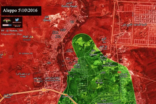 Bản đồ chiến sự thành phố Aleppo ngày 05.10.2016