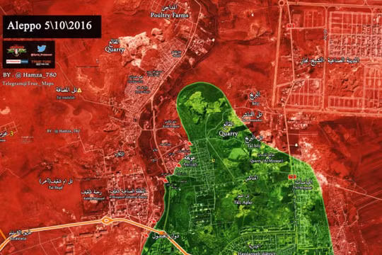 Bản đồ chiến sự thành phố Aleppo ngày 05.10.2016
