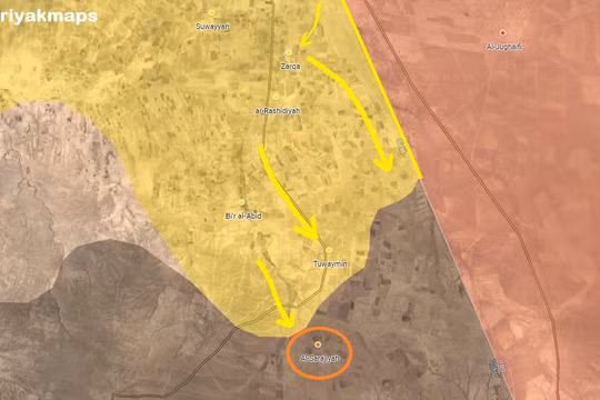 Bản đồ các hướng tấn công chính của lực lượng SDF trên chiến trường phía nam Syria. Ảnh South Front