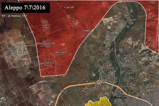 Bản đồ chiến sự khu vực Mallah Aleppo