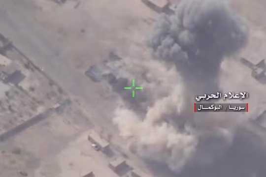 Không quân UAV Syria không kích IS trên chiến trường Albukamal - ảnh minh họa Hezbollah