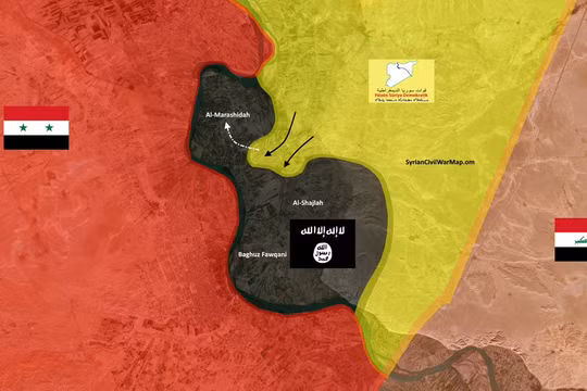 Phân bổ lực lượng trên chiến trường bờ đông sông Euphrates tính đến ngày 23.01.2019. Ảnh minh họa: South Front.