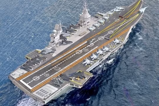 Bản vẽ tàu sân bay tương lai Storm, trạm nguồn hạt nhân, mang theo 80 máy bay chiến đấu.