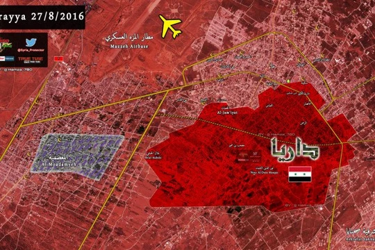 Bản đồ chiến sự khu vực ngoại ô thành phố Damascus