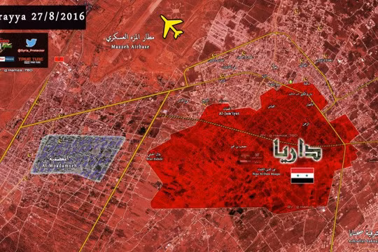 Bản đồ chiến sự khu vực ngoại ô thành phố Damascus