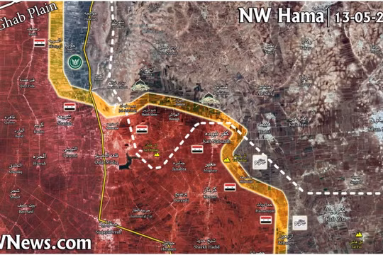 Bản đồ chiến tuyến vùng tây bắc tỉnh Hama theo South Front.