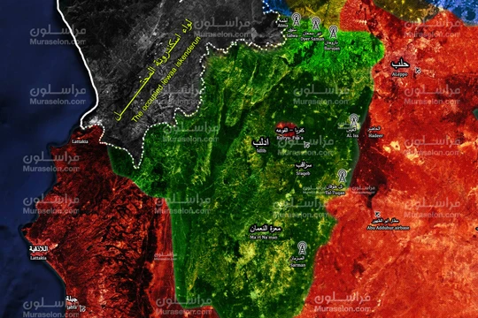 Bản đồ các trạm kiểm soát ngừng bắn của Thổ Nhĩ Kỳ trong khu vực tỉnh Idlib - ảnh Muraselon