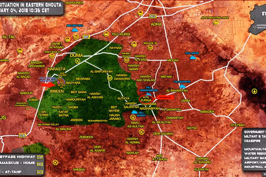 Các mũi tiến công của quân đội Syria ngày 04.01.2018 - ảnh South Front