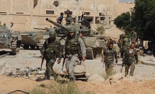 Binh sĩ quân đội Syria trên địa bàn thành phố Aleppo