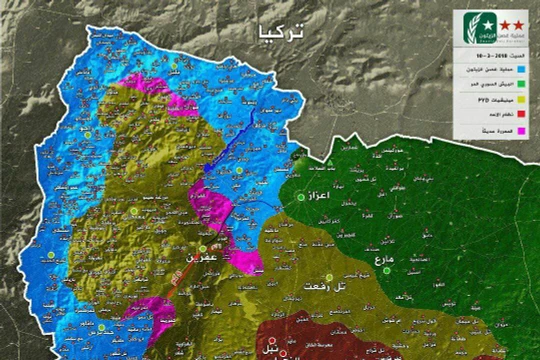 Tình hình chiến sự khu vực Afrin tính đến ngày 10.03.2018 theo truyền thông "đối lập: Syria FSA