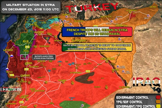 Tình hình chiến sự Syria tính đến ngày 23.12.2018. Ảnh South Front