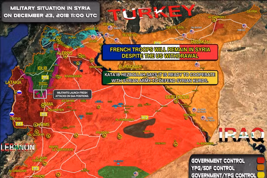 Tình hình chiến sự Syria tính đến ngày 23.12.2018. Ảnh South Front
