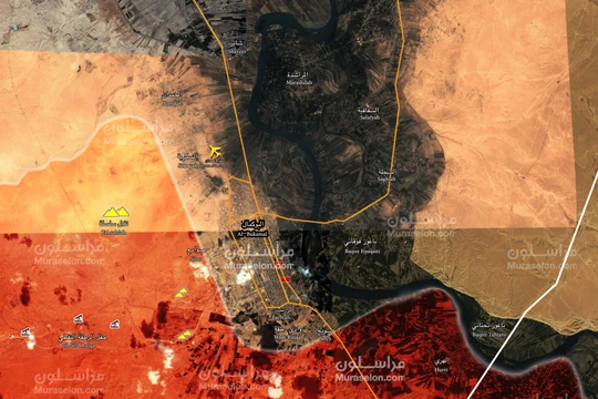 Bản đồ tình hình chiến sự khu vực thành phố Albukamal - ảnh South Front