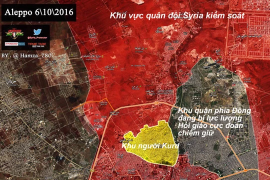 Bản đồ chiến sự thành phố Aleppo ngày 06.10.2016