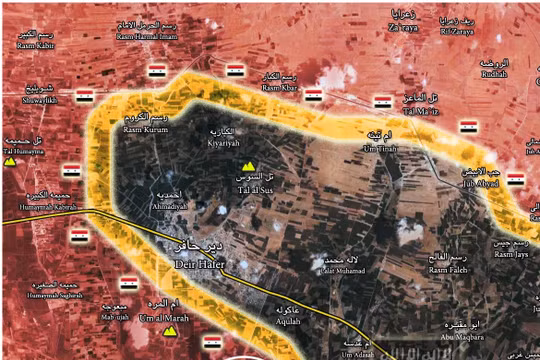 Bản đồ chiến sự ngoại vi thị trấn Deir Hafer tính đến ngày 20.03.2017
