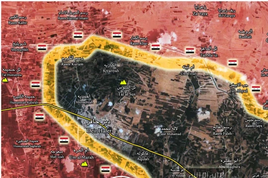 Bản đồ chiến sự ngoại vi thị trấn Deir Hafer tính đến ngày 20.03.2017
