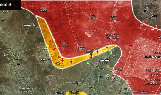 Bản đồ chiến sự vùng Handrat, bắc Aleppo