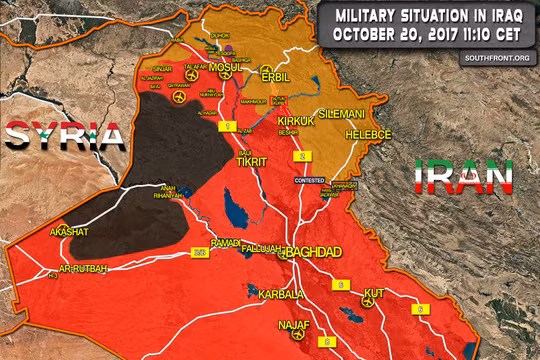 Bàn đồ chiến sự phía tây tỉnh Anbar, khu vực IS đang chiếm đóng - ảnh South Front
