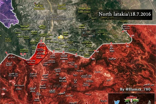 Bản đồ chiến sự Latakia ngày 18.07.2016