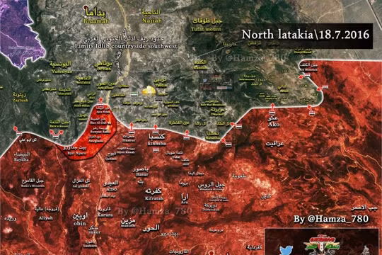 Bản đồ chiến sự Latakia ngày 18.07.2016