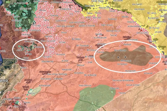 Hai khu vực chiến trường trọng yếu mà quân đội Syria phải giải quyết trong giai đoạn tiếp theo của cuộc chiến tranh. Bản đồ Muraselon
