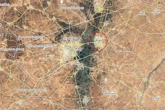 Thị trấn Bazzah, nơi diễn ra cuộc chiến giữa lực lượng Lá chắn Euphrates với IS