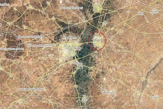 Thị trấn Bazzah, nơi diễn ra cuộc chiến giữa lực lượng Lá chắn Euphrates với IS