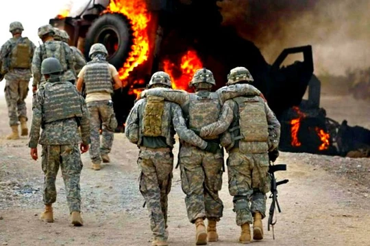 Binh sĩ quân đội Mỹ trúng bom vệ đường. Ảnh minh họa Syria.Liveuamap