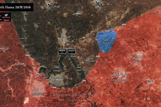 Bản đồ tình hình chiến sự phía Bắc tỉnh Hama