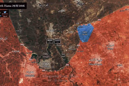 Bản đồ tình hình chiến sự phía Bắc tỉnh Hama