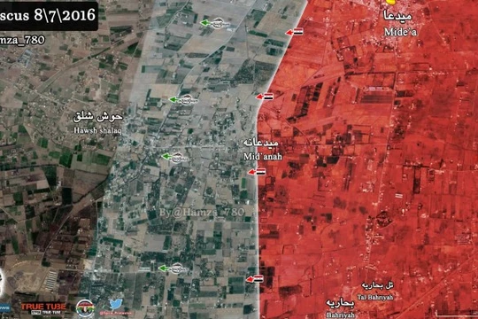 Bản đồ chiên sự ngoại vi thị trấn Maydaa, Damascus