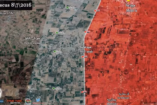 Bản đồ chiên sự ngoại vi thị trấn Maydaa, Damascus