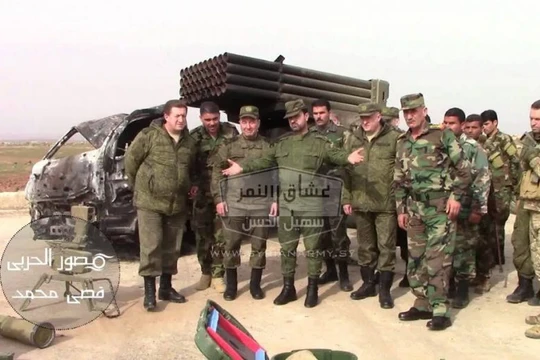 Pháo phản lực Grad thu giữ từ lực lượng khủng bố IS trên chiến trường Hama. Ảnh minh họa quân đội Syria