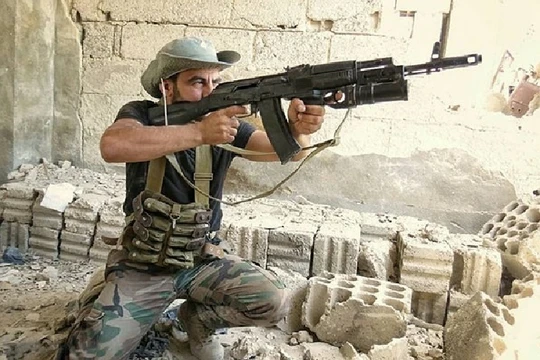 Binh sĩ quân đội Syria trên chiến trường Đông Ghouta - ảnh minh họa Masdar News