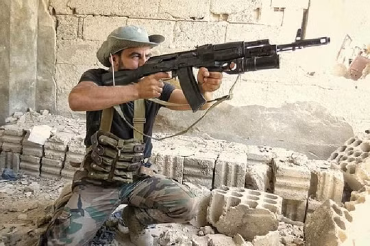 Binh sĩ quân đội Syria trên chiến trường Đông Ghouta - ảnh minh họa Masdar News