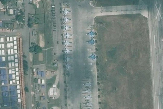 Căn cứ sân bay Khmeymim. Ảnh vệ tinh Masdar News