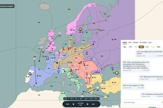 Một đoạn chat trong game Diplomacy giữa AI và người chơi con người. Ảnh Ars Technica