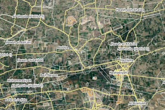 Bản đồ vụ không kích đêm của không quân Syria