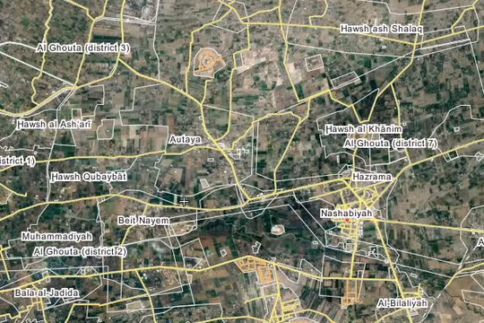 Bản đồ vụ không kích đêm của không quân Syria