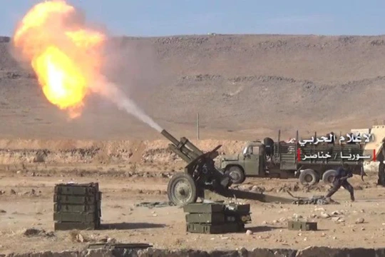 Pháo binh NDF tấn công vị trí của Thổ Nhĩ Kỳ. ảnh minh họa Muraselon