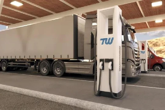 Trạm sạc nhanh xe vận tải điện TeraWatt. Ảnh CNBC