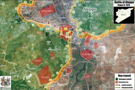 Bản đồ chiến sự Aleppo tính đến ngày 08.08.2016