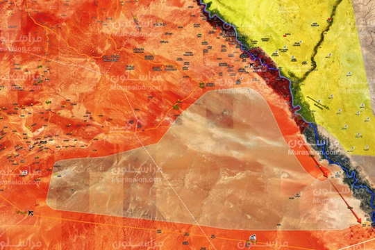 Bản đồ chiến sự Mayadeen - AlBukamal, lực lượng Tiger cách thành phố 35 km - ảnh Muraselon