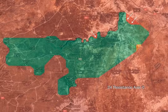 Bản đồ chiến sự vùng Rastan- Hama, Homs ngày 16.04.2018 theo South Front