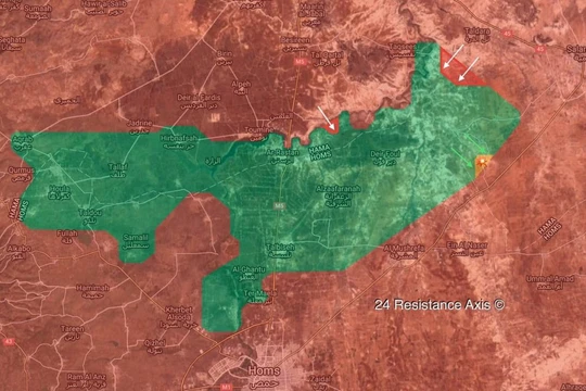 Bản đồ chiến sự vùng Rastan- Hama, Homs ngày 16.04.2018 theo South Front