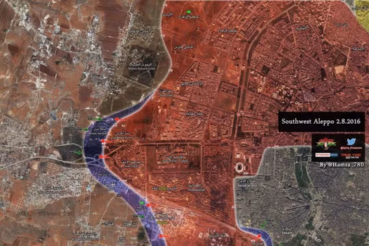 Bản đồ chiến sự quận Nam Aleppo ngày 02.08.2016